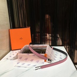 Replica Hermes Pink and Black Reversible H Buckle Leather Belt