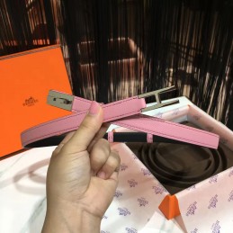 Replica Hermes Pink and Black Reversible H Buckle Leather Belt