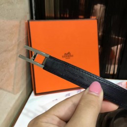 Replica Hermes Black White Reversible Silver H Buckle Leather Belt