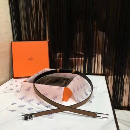 Replica Hermes Brown and Black Reversible H Buckle Leather Belt