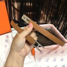 Replica Hermes Brown and Black Reversible H Buckle Leather Belt