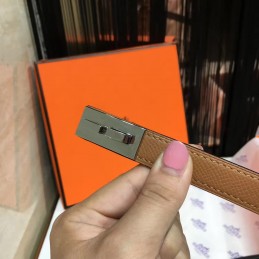 Replica Hermes Brown and Black Reversible H Buckle Leather Belt