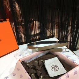 Replica Hermes Brown and Black Reversible H Buckle Leather Belt