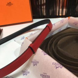 Replica Hermes Red and White Reversible H Buckle Leather Belt