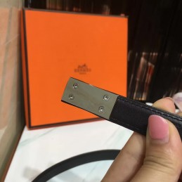 Replica Hermes Burgundy and Gray Reversible H Buckle Leather Belt
