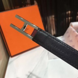 Replica Hermes Burgundy and Gray Reversible H Buckle Leather Belt