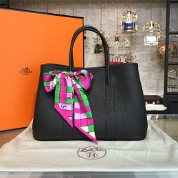Replica Hermes Black Garden Party 30 Bag With Pink Scarf
