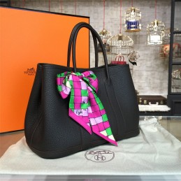 Replica Hermes Black Garden Party 30 Bag With Pink Scarf