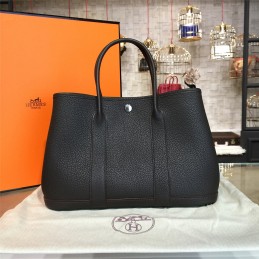 Replica Hermes Black Garden Party 30 Bag With Pink Scarf