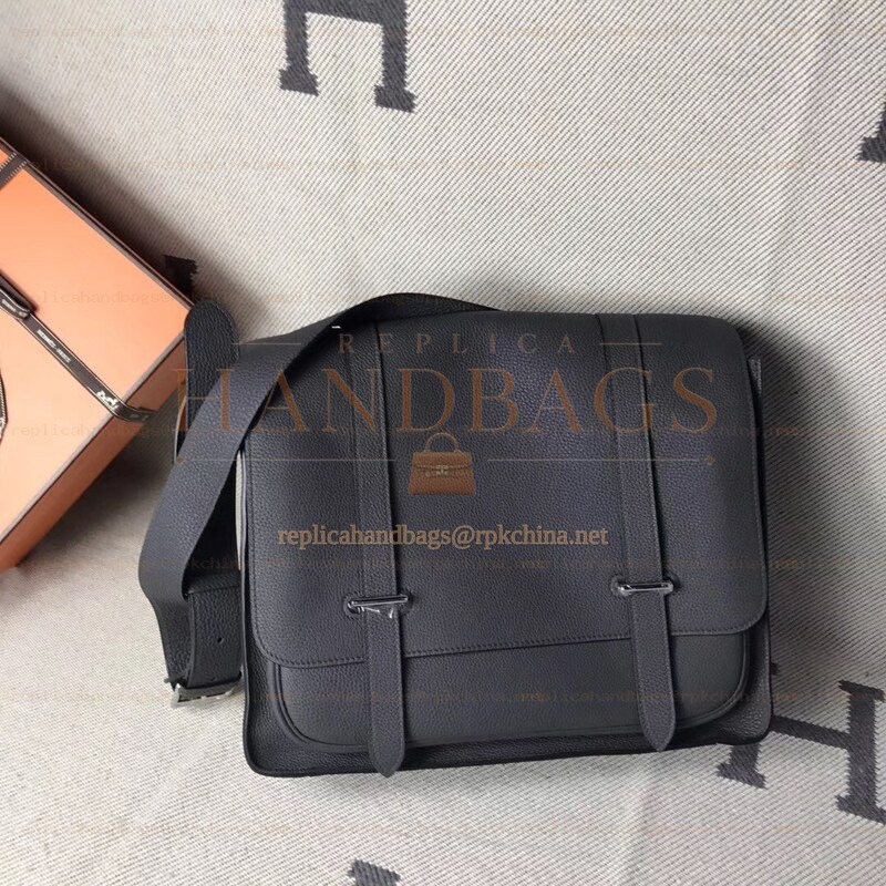 Replica Hermes Black Steve Caporal 35 Messenger Bag