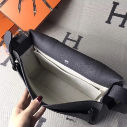 Replica Hermes Black Steve Caporal 35 Messenger Smooth Leather Bag