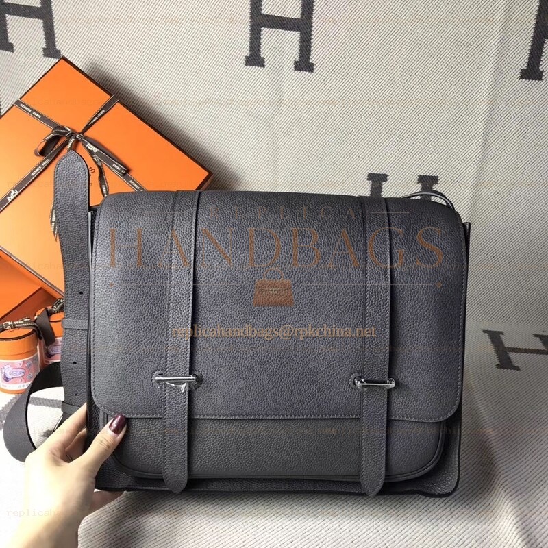 Replica Hermes Black Steve Caporal 35 Messenger Smooth Leather Bag