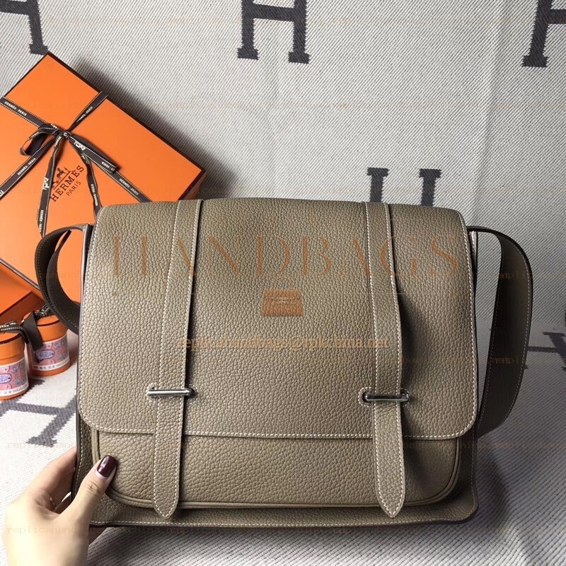 Replica Hermes Taupe Steve Caporal 35 Messenger Bag