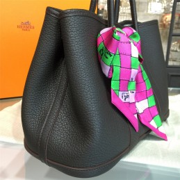 Replica Hermes Black Garden Party 30 Bag With Pink Scarf