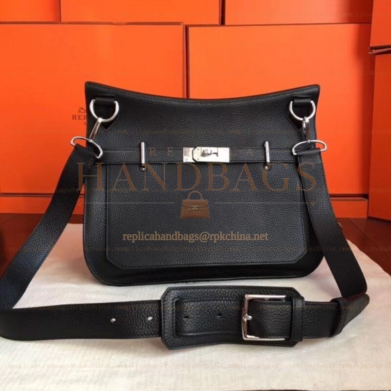 Replica Hermes Black Jypsiere 34 Smooth Leather Bag