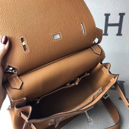 Replica Hermes Tan Jypsiere 28 Textured Leather Bag