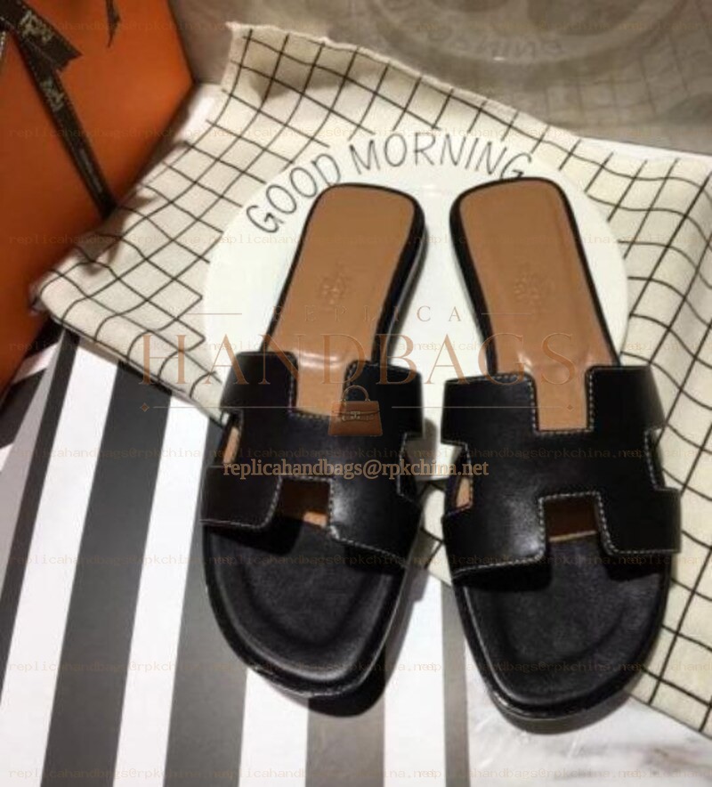 Replica Hermes Black Oran Sandal
