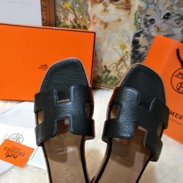 Replica Hermes Black Oran Flat Sandal