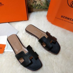 Replica Hermes Black Oran Flat Sandal