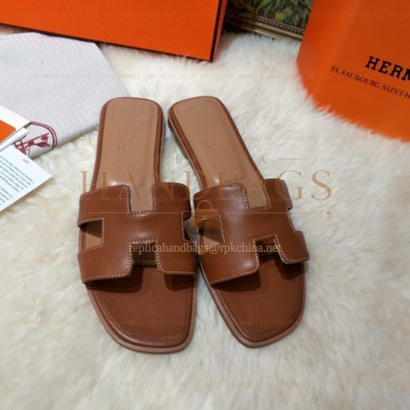Replica Hermes Dark Brown Oran Sandal