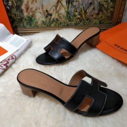Replica Hermes Black Smooth Oran Sandal