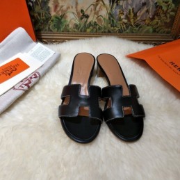 Replica Hermes Black Smooth Oran Sandal