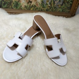 Replica Hermes White Oran Slide Sandal
