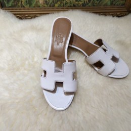 Replica Hermes White Oran Slide Sandal