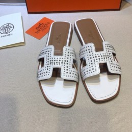 Replica Hermes White Perforated Oran Sandal