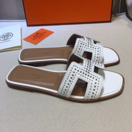 Replica Hermes White Perforated Oran Sandal