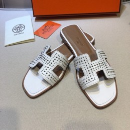 Replica Hermes White Perforated Oran Sandal