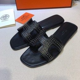 Replica Hermes Black Crystal Oran Sandal