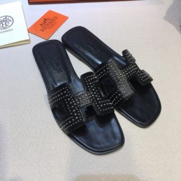 Replica Hermes Black Crystal Oran Sandal
