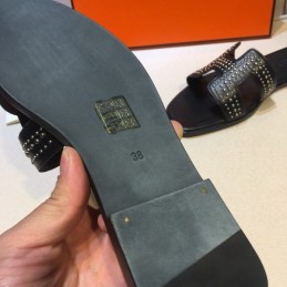 Replica Hermes Black Crystal Oran Sandal