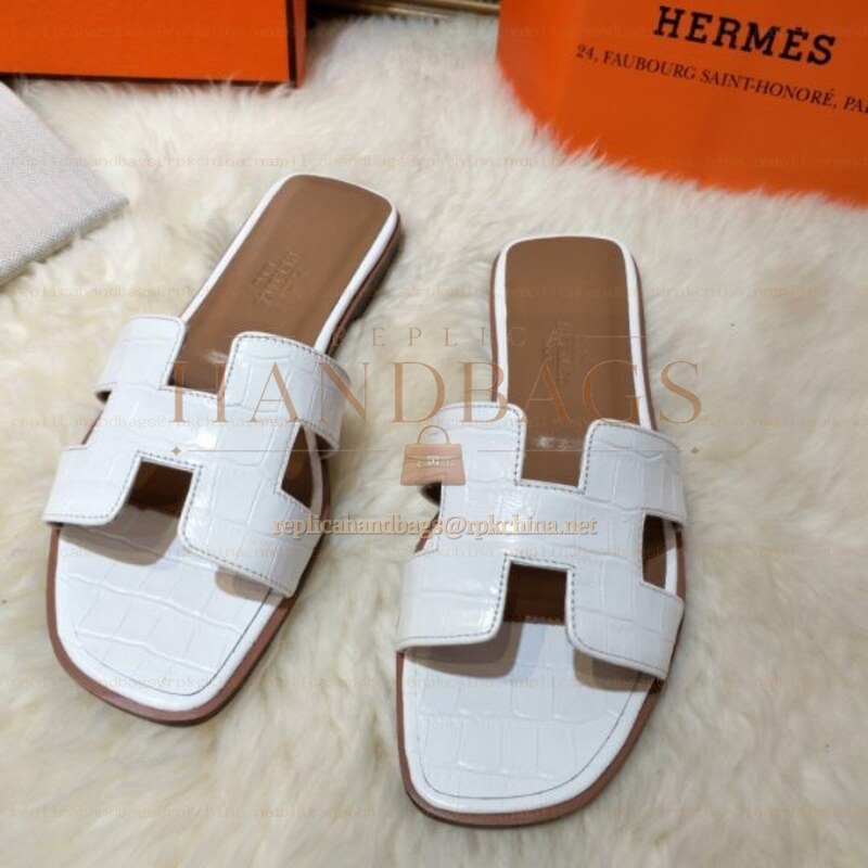 Replica Hermes White Oran Flat Sandal