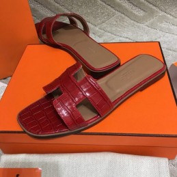 Replica Hermes Red Crocodile H Sandal