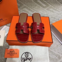 Replica Hermes Red Crocodile H Sandal