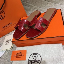Replica Hermes Red Crocodile H Sandal
