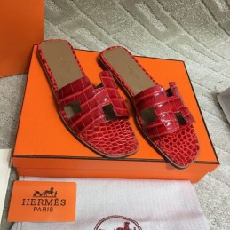 Replica Hermes Crimson Crocodile H Sandal