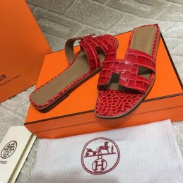 Replica Hermes Crimson Crocodile H Sandal