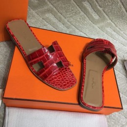 Replica Hermes Crimson Crocodile H Sandal