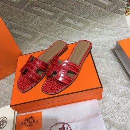 Replica Hermes Crimson Crocodile H Sandal