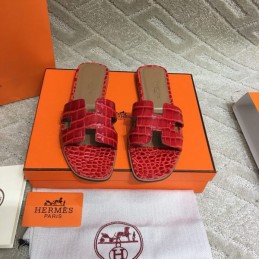 Replica Hermes Crimson Crocodile H Sandal