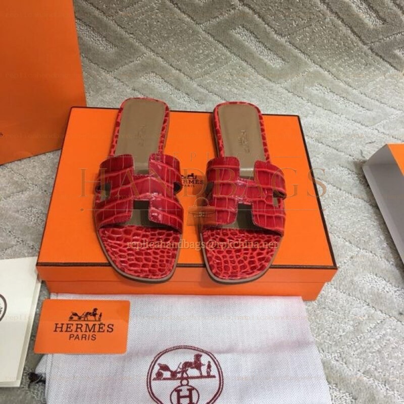 Replica Hermes Crimson Crocodile H Sandal