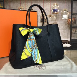 Replica Hermes Black Garden Party 36 Yellow Blue Twilly Bag