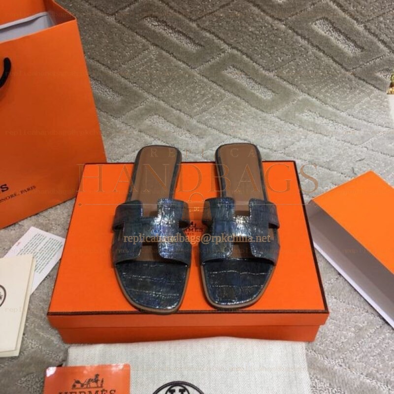 Replica Hermes Navy Oran Sandal
