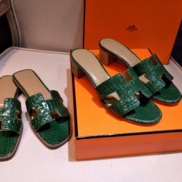 Replica Hermes Green Oasis Heel Sandal