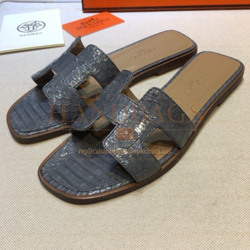 Replica Hermes Charcoal Oran Sandal