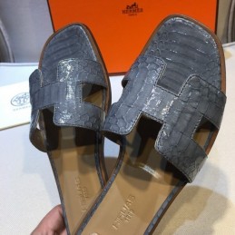 Replica Hermes Charcoal Oran Sandal