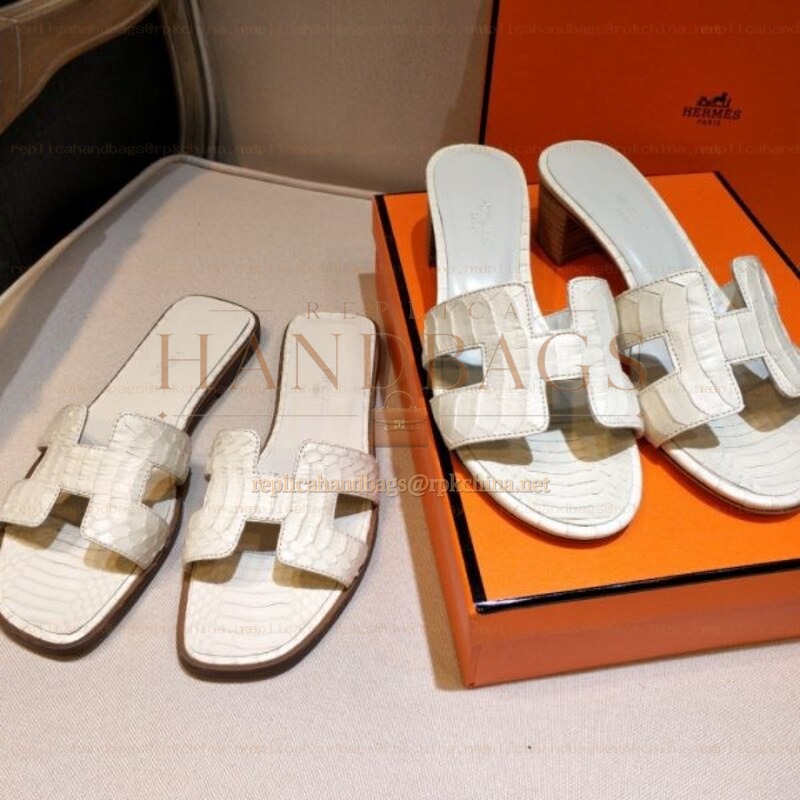 Replica Hermes White Oasis Heel Sandal